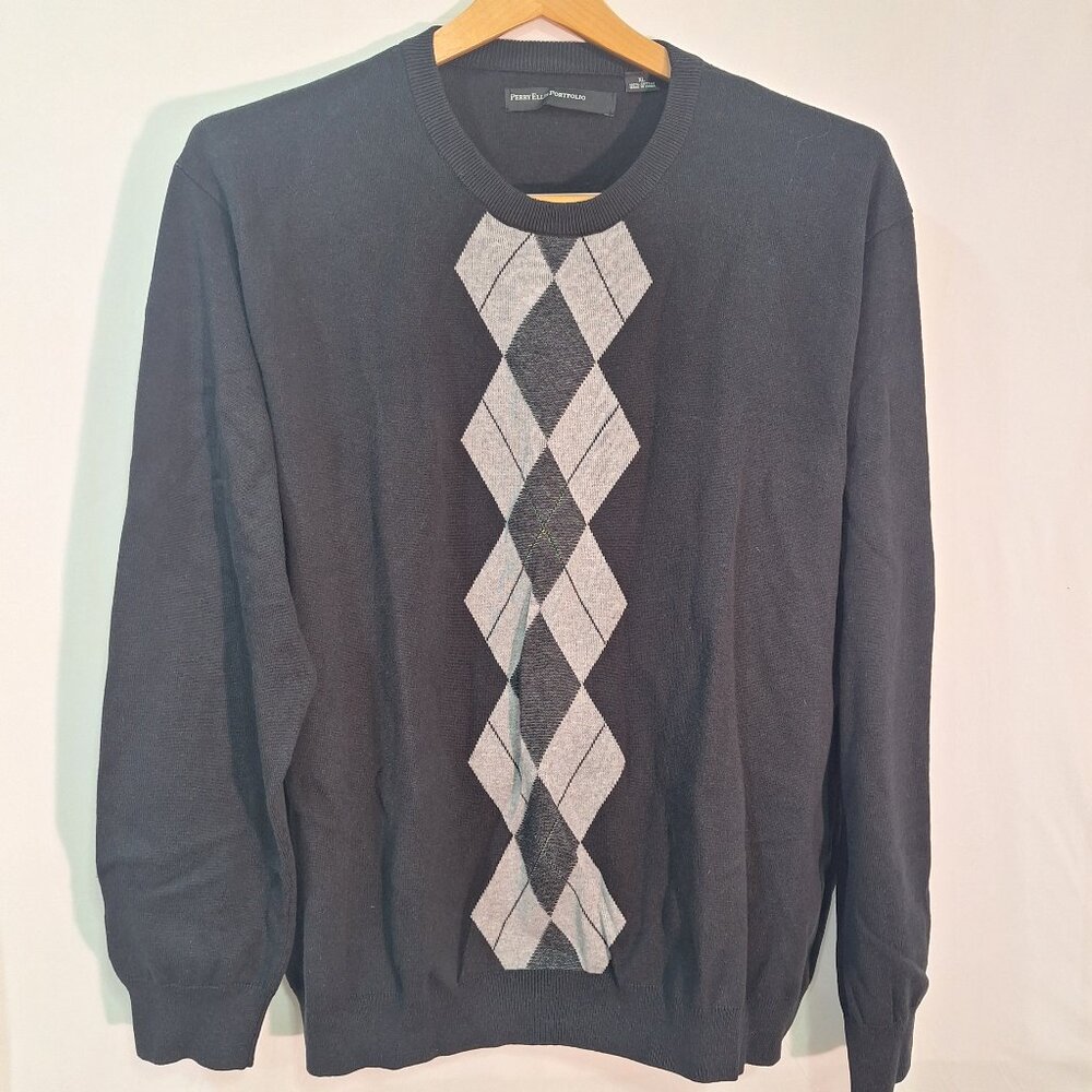 Perry Ellis Men XL Sweater Black, Gray Vintage